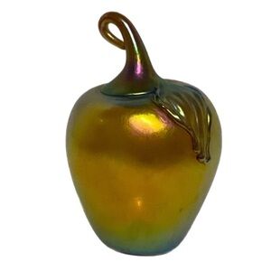 Lundberg Studios Iridescent Art Glass Apple - Signed